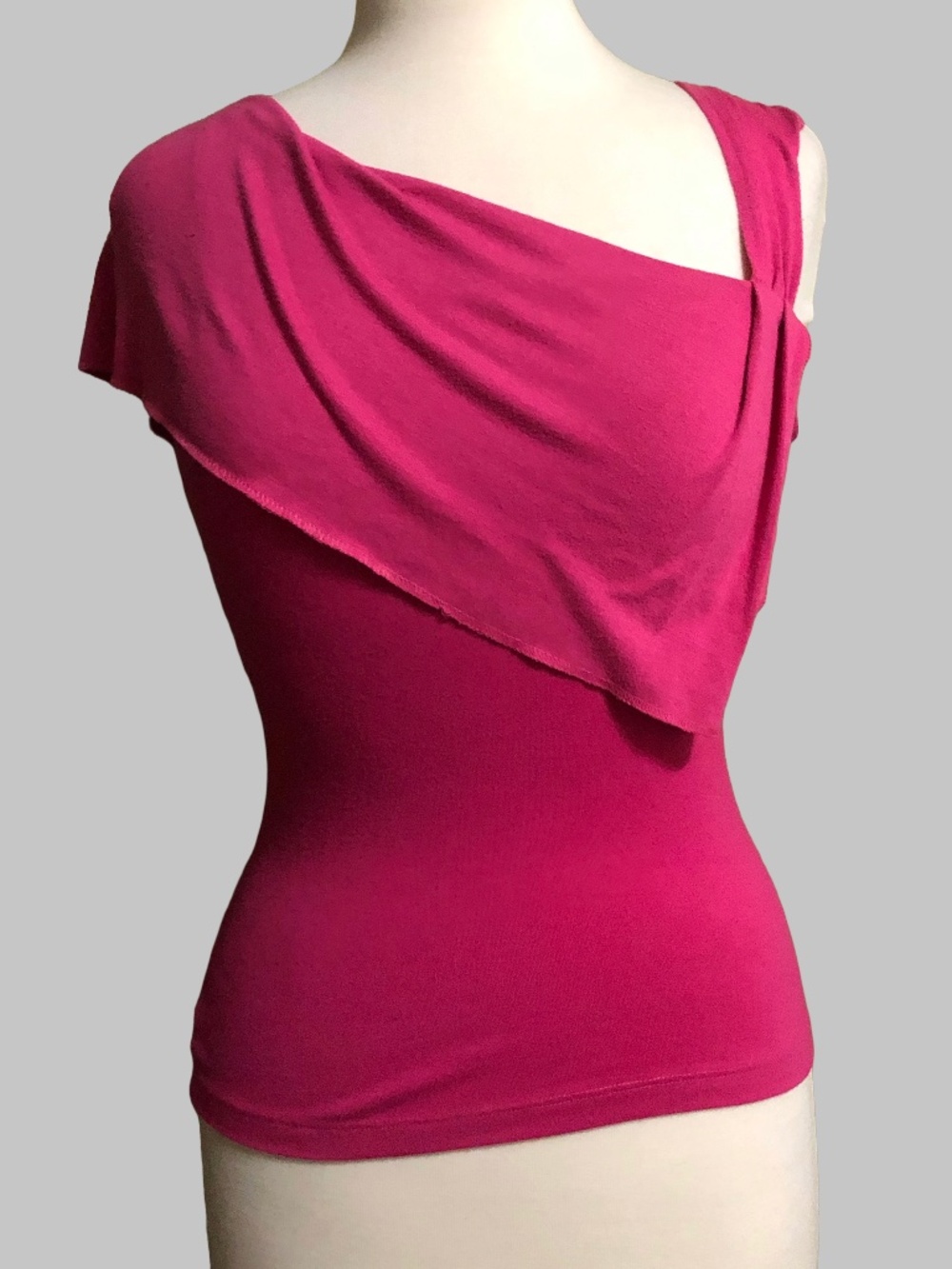 Six Degrees of Separation Asymmetric Draped Top Fuchsia Pink Y2K Small